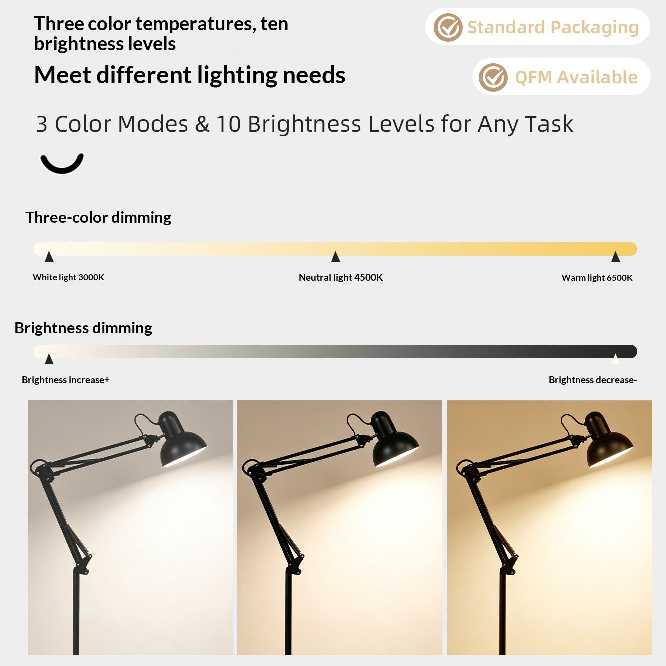 Full-height view of the standing lamp showing base and slim upright frame
