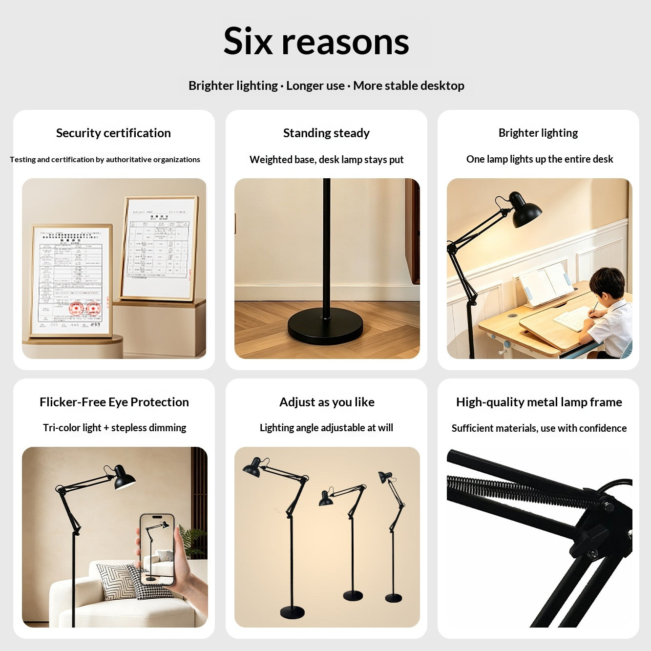 Warm glow from the dimmable LED floor lamp falling across a bedroom wall