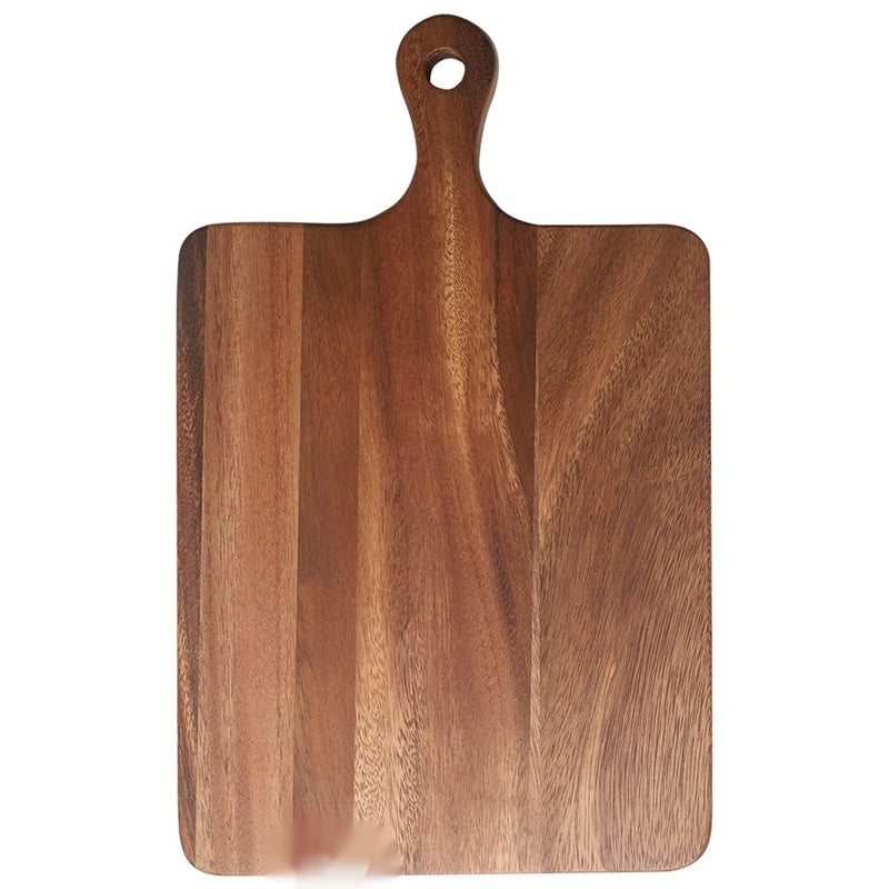 Acacia board used as a serving platter with cheese and bread