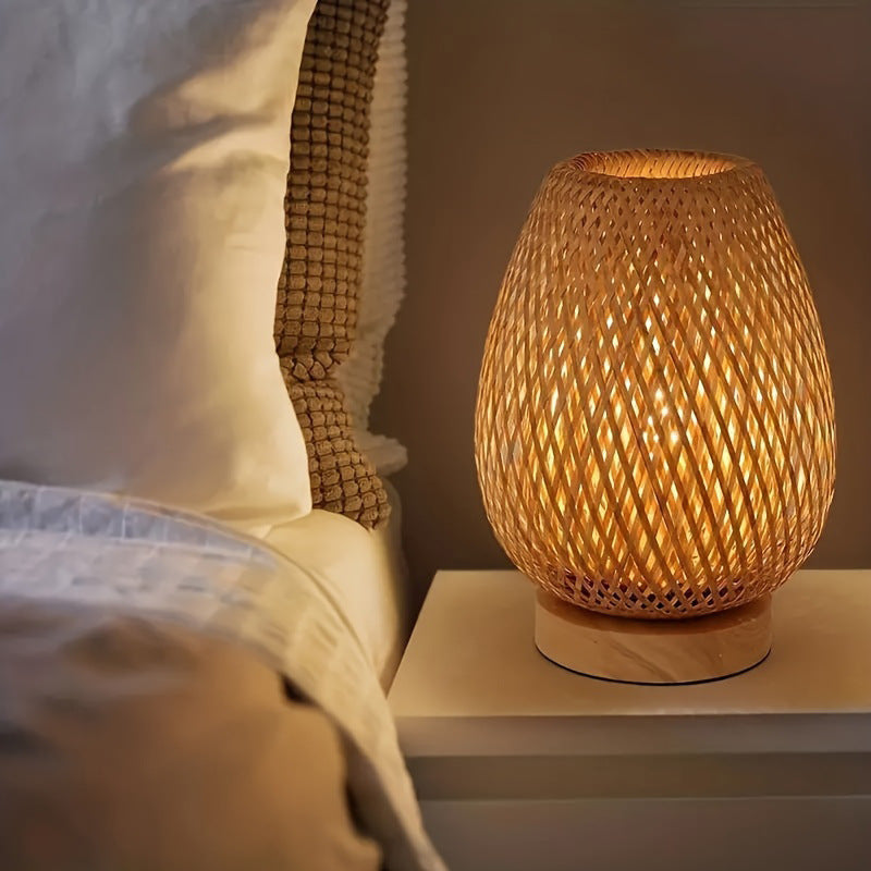 Zen desk lamp at its lowest setting, casting a faint nightlight glow across a bedroom wall